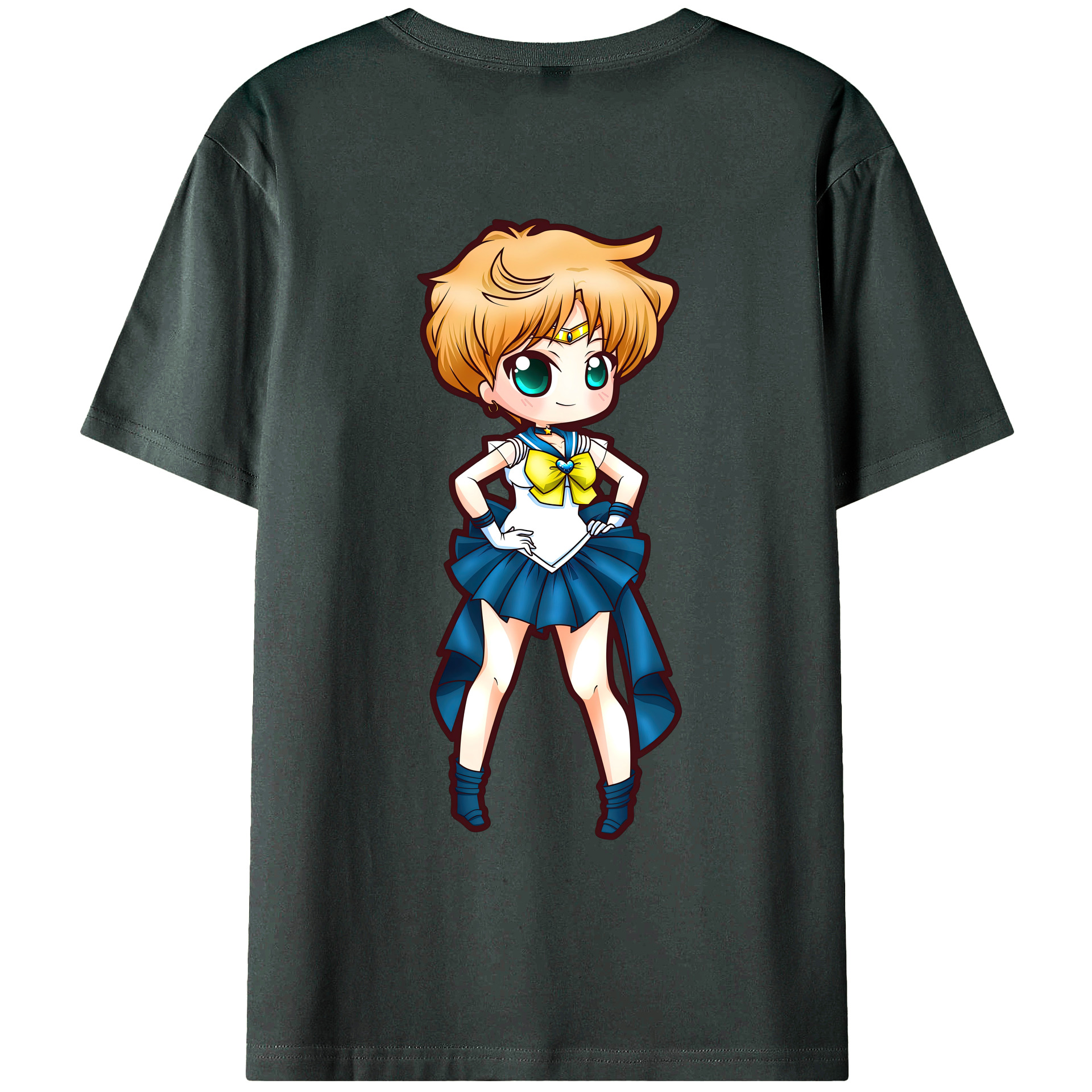 （画像用） 美少女戦士セーラームーン 天王はるか Sailor Moon Tenoh Haruka 綿100％ メンズ半袖Tシャツ（バックプリント） 通気性